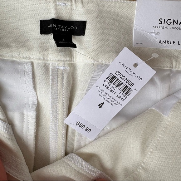 Ann Taylor Women’s Winter White Straight-Leg Ankle Pants Size 4 NWT - Picture 6 of 6